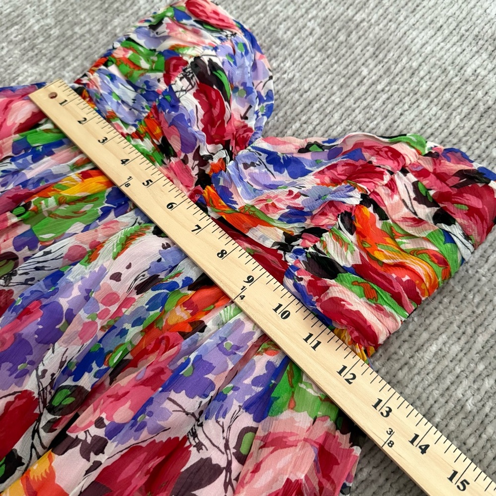 Betsey Johnson Strapless Silk Floral Dress Size 6 Made In USA Sweetheart Vintage - Picture 7 of 9